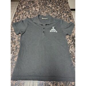 Clique Super Bowl XLVII Embroidered Polo Shirt Charcoal Grey Womens Small
